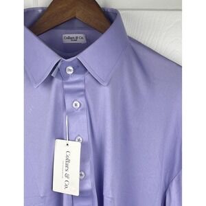 Collars & Co Polo Shirt Mens 3XL Purple Dress Collar Performance Stretch NEW